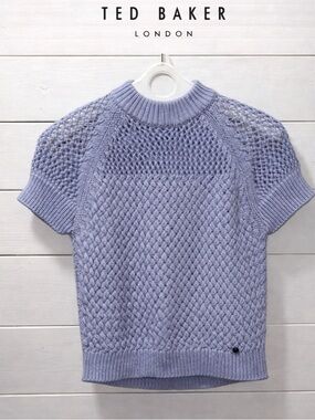 TED BAKER LONDON Baby Blue Textured Knit Top – Size 1- 4 US